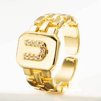 Wholesale Correa De Reloj Retro 26 Letra Inglesa Anillo De Cobre Chapado En Oro Nihaojewelry sku image 20