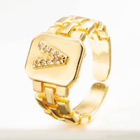 Wholesale Correa De Reloj Retro 26 Letra Inglesa Anillo De Cobre Chapado En Oro Nihaojewelry sku image 21