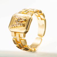 Wholesale Retro Watchband 26 English Letter Copper Gold-plated Ring Nihaojewelry sku image 22