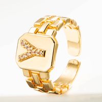 Wholesale Retro Watchband 26 English Letter Copper Gold-plated Ring Nihaojewelry sku image 24