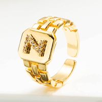 Wholesale Correa De Reloj Retro 26 Letra Inglesa Anillo De Cobre Chapado En Oro Nihaojewelry sku image 25