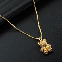 Korea Simple Bear Copper Inlaid Zircon Necklace Wholesale Nihaojewelry sku image 4