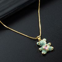 Korea Simple Love Bear Pendant Copper Inlaid Zircon Necklace Wholesale Nihaojewelry sku image 1