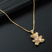 Korea Simple Love Bear Pendant Copper Inlaid Zircon Necklace Wholesale Nihaojewelry sku image 3