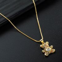 Korea Simple Love Bear Pendant Copper Inlaid Zircon Necklace Wholesale Nihaojewelry sku image 2