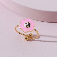 Fashion Dripping Oil Petals Tai Chi Open Ring Wholesale Nihaojewelry sku image 2