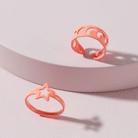 Color Spray Paint Hollow Star Moon Fashion Ring Set Wholesale Jewelry Nihaojewelry sku image 1