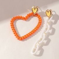 Wholesale Fashion Alloy Paint Heart Chain Asymmetrical Geometric Earrings Nihaojewelry sku image 1
