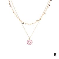 Wholesale Bijoux Coeur Creux Pendentif Rond Cuivre Double Couche Collier Nihaojewelry sku image 2
