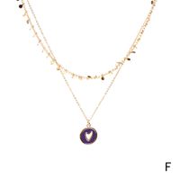 Wholesale Bijoux Coeur Creux Pendentif Rond Cuivre Double Couche Collier Nihaojewelry sku image 6