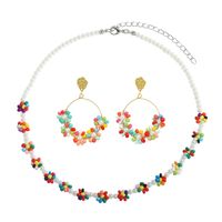 Wholesale Jewelry Color Flower Beaded Pendant Earrings Necklace Set Nihaojewelry sku image 1