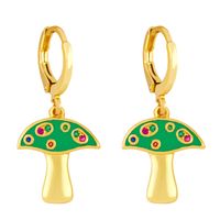 As Ornament European And American Ins Simple Cute Mori Style Small Mushroom Eardrops Colorful Zircon Dripping Mushroom Earrings Erx50 sku image 2