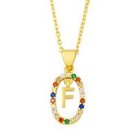Cross-border New Arrival Ornament Micro-inlaid Colorful Zircon Personalized Hip Hop 26 English Letters Pendant Necklace Female Nkw62 sku image 6