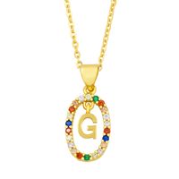 Cross-border New Arrival Ornament Micro-inlaid Colorful Zircon Personalized Hip Hop 26 English Letters Pendant Necklace Female Nkw62 sku image 7