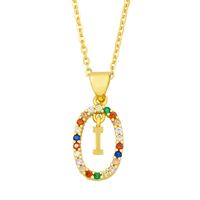 Cross-border New Arrival Ornament Micro-inlaid Colorful Zircon Personalized Hip Hop 26 English Letters Pendant Necklace Female Nkw62 sku image 9