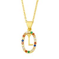 Cross-border New Arrival Ornament Micro-inlaid Colorful Zircon Personalized Hip Hop 26 English Letters Pendant Necklace Female Nkw62 sku image 12