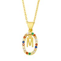 Cross-border New Arrival Ornament Micro-inlaid Colorful Zircon Personalized Hip Hop 26 English Letters Pendant Necklace Female Nkw62 sku image 13