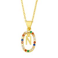 Cross-border New Arrival Ornament Micro-inlaid Colorful Zircon Personalized Hip Hop 26 English Letters Pendant Necklace Female Nkw62 sku image 14