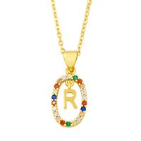 Cross-border New Arrival Ornament Micro-inlaid Colorful Zircon Personalized Hip Hop 26 English Letters Pendant Necklace Female Nkw62 sku image 18