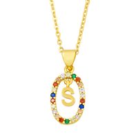 Cross-border New Arrival Ornament Micro-inlaid Colorful Zircon Personalized Hip Hop 26 English Letters Pendant Necklace Female Nkw62 sku image 19