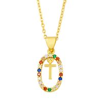 Cross-border New Arrival Ornament Micro-inlaid Colorful Zircon Personalized Hip Hop 26 English Letters Pendant Necklace Female Nkw62 sku image 20