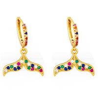 Wholesale Fashion Mermaid Tail Copper Colorful Zircon Earrings Nihaojewelry sku image 1