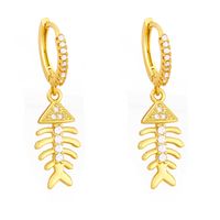 Wholesale Fashion Mermaid Tail Copper Colorful Zircon Earrings Nihaojewelry sku image 2