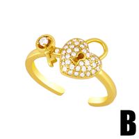 European And American New Thread Ring Creative Personality Gold Plated Fishbone Key Lock Ins Internet-famous And Vintage Ring Rim36 sku image 1
