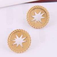 Wholesale Bijoux Creux Tournesol Rond Boucles D&#39;oreilles En Acier Titane Nihaojewelry main image 1