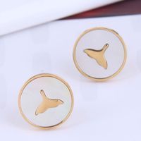 Wholesale Jewelry Fish Tail Round Titanium Steel Stud Earrings Nihaojewelry sku image 1