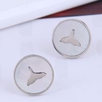 Wholesale Jewelry Fish Tail Round Titanium Steel Stud Earrings Nihaojewelry sku image 2