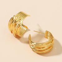 New Geometric Carved Copper Hoop Earrings Wholesale Nihaojewelry sku image 2