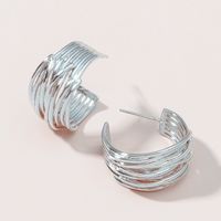 New Geometric Carved Copper Hoop Earrings Wholesale Nihaojewelry sku image 1