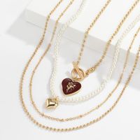 Retro Heart-shaped Ot Buckle Round Bead Necklace Wholesale Nihaojewelry main image 3