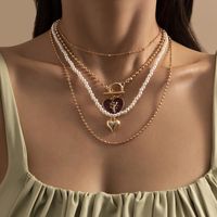 Retro Heart-shaped Ot Buckle Round Bead Necklace Wholesale Nihaojewelry main image 4
