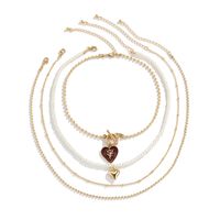 Retro Heart-shaped Ot Buckle Round Bead Necklace Wholesale Nihaojewelry main image 6