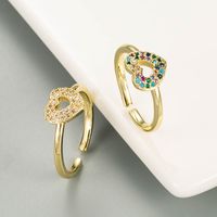 Simple Hollow Heart-shaped Brass Gold-plated Inlaid Zircon Ring Wholesale Nihaojewelry main image 1