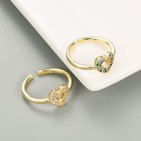 Simple Hollow Heart-shaped Brass Gold-plated Inlaid Zircon Ring Wholesale Nihaojewelry main image 6