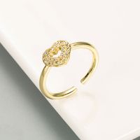 Simple Hollow Heart-shaped Brass Gold-plated Inlaid Zircon Ring Wholesale Nihaojewelry main image 5