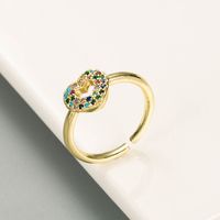 Simple Hollow Heart-shaped Brass Gold-plated Inlaid Zircon Ring Wholesale Nihaojewelry main image 4
