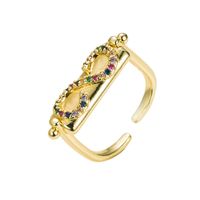 Fashion Geometric Copper Gold-plated Micro-inlaid Zircon Creative Couple Ring Wholesale Nihaojewelry main image 3