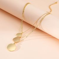 New European And American Round Glossy Coin Pendant Neck Accessories Street Style Multi-layer Chain Adjustable Necklace For Women main image 3