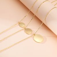 New European And American Round Glossy Coin Pendant Neck Accessories Street Style Multi-layer Chain Adjustable Necklace For Women main image 5
