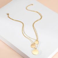 New European And American Round Glossy Coin Pendant Neck Accessories Street Style Multi-layer Chain Adjustable Necklace For Women main image 6