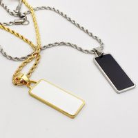 Simple Stainless Steel Square Brand Pendant Twist Necklace Wholesale Nihaojewelry main image 1