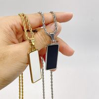 Simple Stainless Steel Square Brand Pendant Twist Necklace Wholesale Nihaojewelry main image 4
