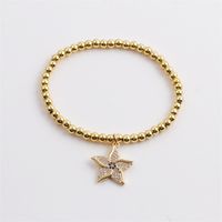 Copper Plated Real Gold Round Beads Zircon Starfish Bracelet Wholesale Nihaojewelry main image 1