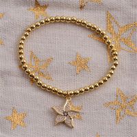Copper Plated Real Gold Round Beads Zircon Starfish Bracelet Wholesale Nihaojewelry main image 3