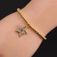 Copper Plated Real Gold Round Beads Zircon Starfish Bracelet Wholesale Nihaojewelry main image 4