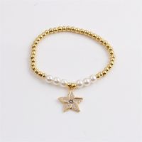 Copper Plated Real Gold Round Beads Zircon Starfish Bracelet Wholesale Nihaojewelry main image 5